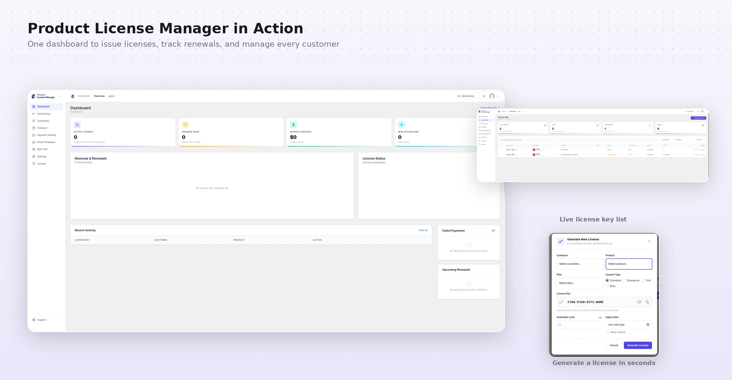 02-overview-showcase Product License Manager