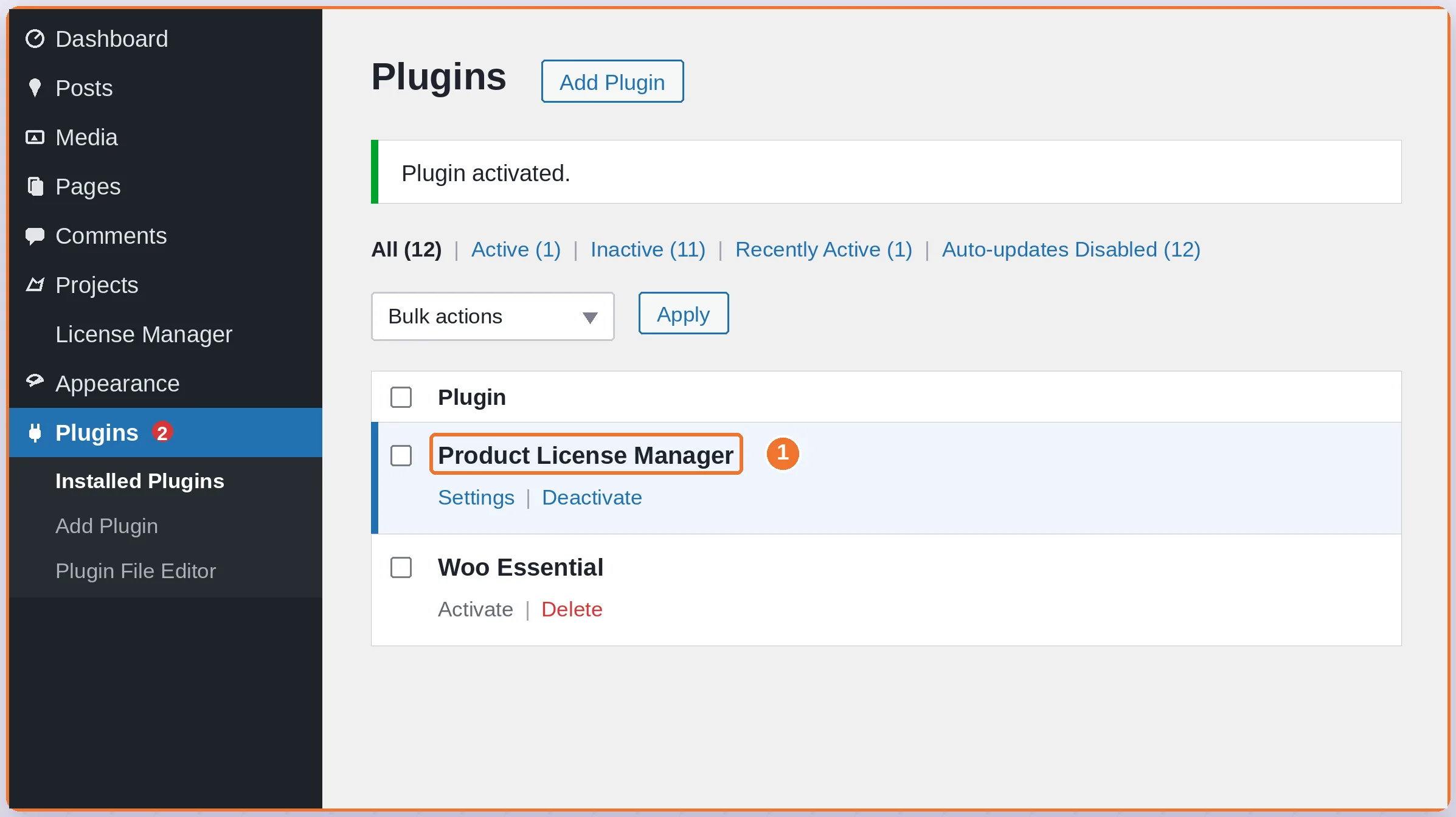 plugin-activated Product License Manager